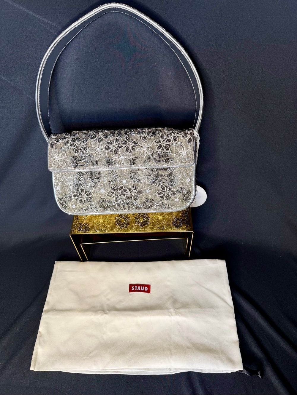 STAUD Silver Garden Party Beaded Tommy Bag - Picture 12 of 12